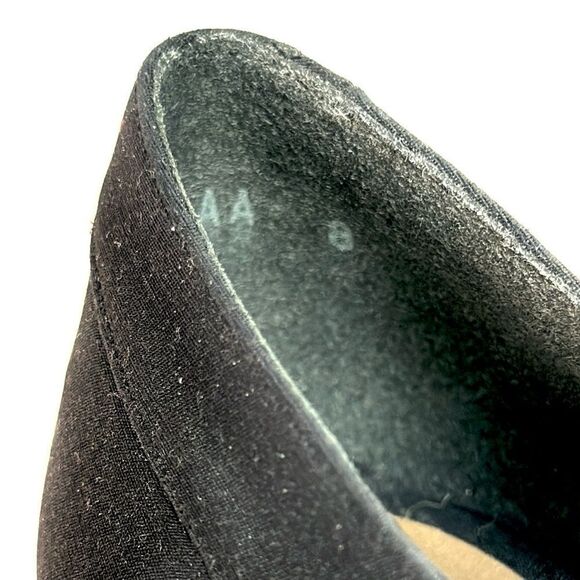 NWOB STUART WEITZMAN Black Satin Pumps Heels Lace Up Pointed Toe size 8 Narrow - Picture 12 of 12